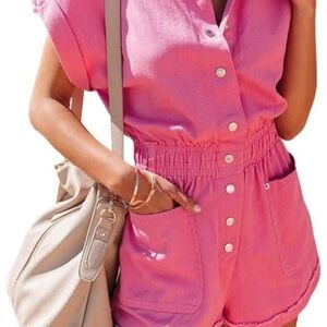 Short Cuffed Sleeve Utility Romper